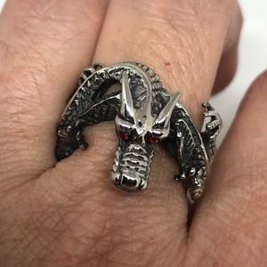 Vintage dragon ring silver stainless steel